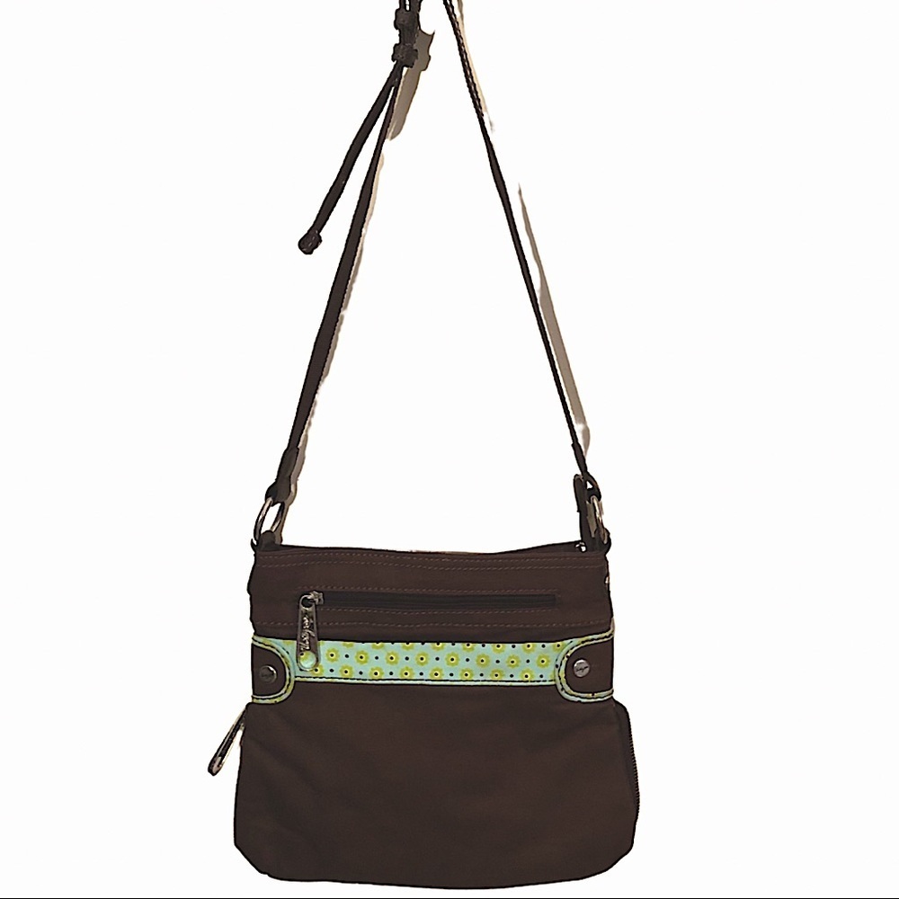 Thirty-one Brown Lime and Turquoise Shoulder Bag with Pockets NWOT